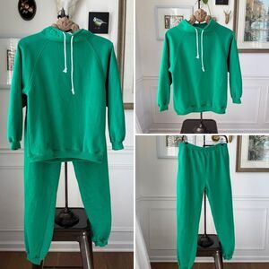 Vintage 80s 90s Boundary Waters Green Sweatsuit Track Suit Sweatshirt Sweatpants